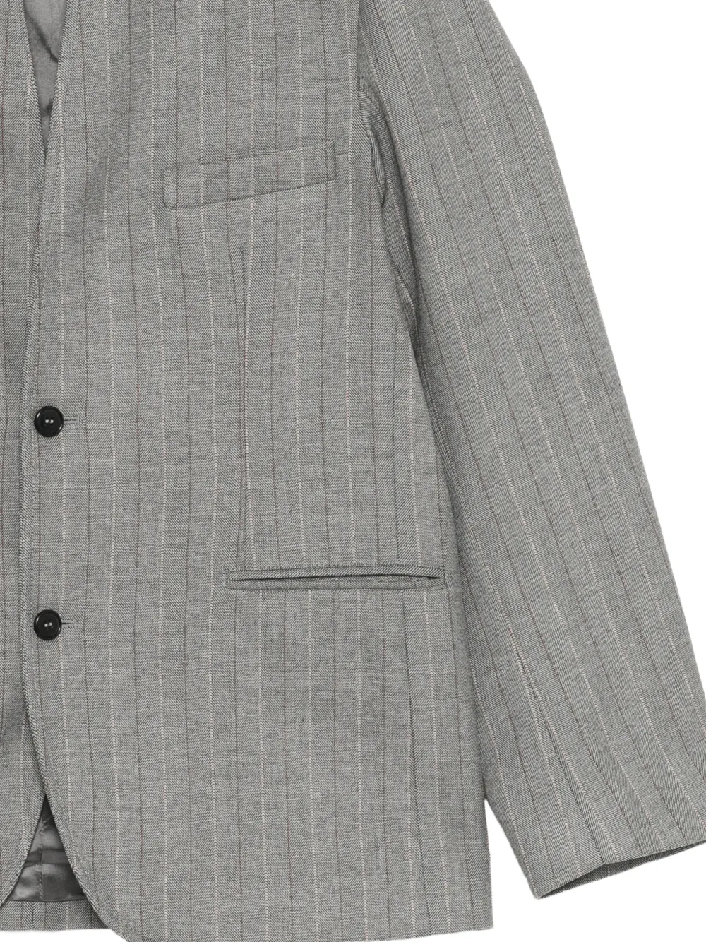 Hed Mayner Pinstripe Collarless Blazer | Grey | FARFETCH