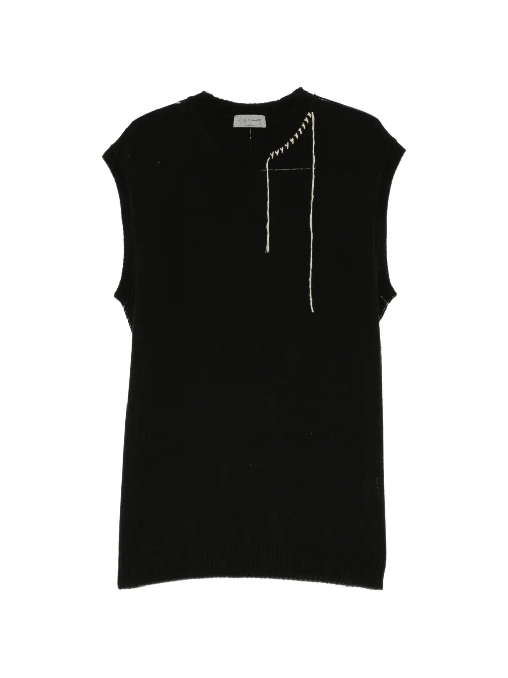 Yohji Yamamoto haut sans manches à coutures contrastantes - Noir Yohji Yamamoto haut sans manches à coutures contrastantes - Noir