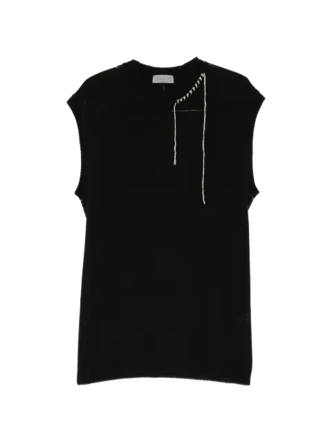 Yohji Yamamoto top sin mangas con costuras en contraste