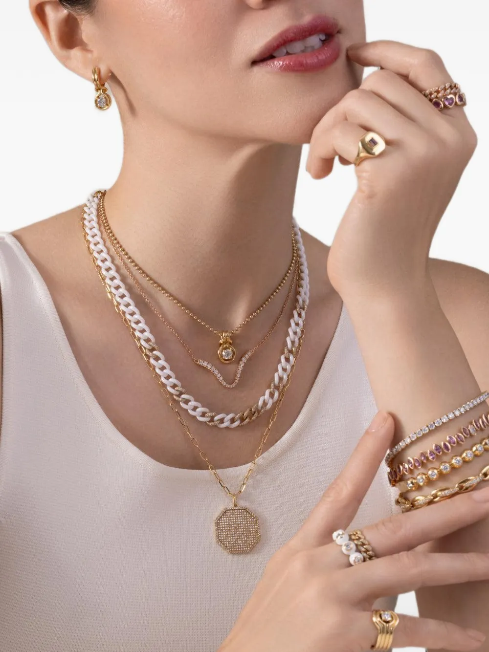 Melissa Kaye Kleines Audrey Tennisarmband mit Diamanten - Gold