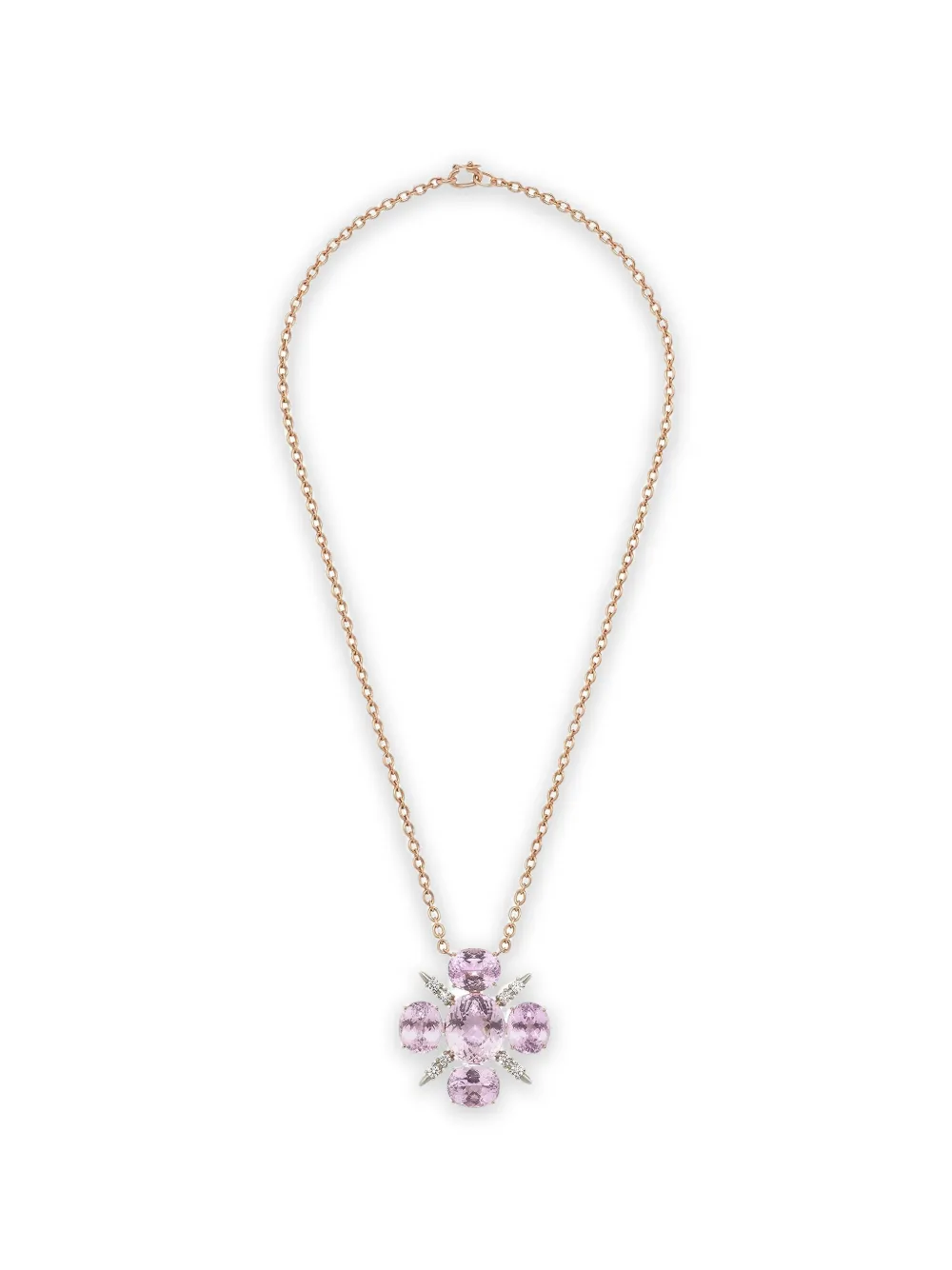 Irene Neuwirth Gemmy Gem Mosaic kunzite and diamond necklace - Rosa