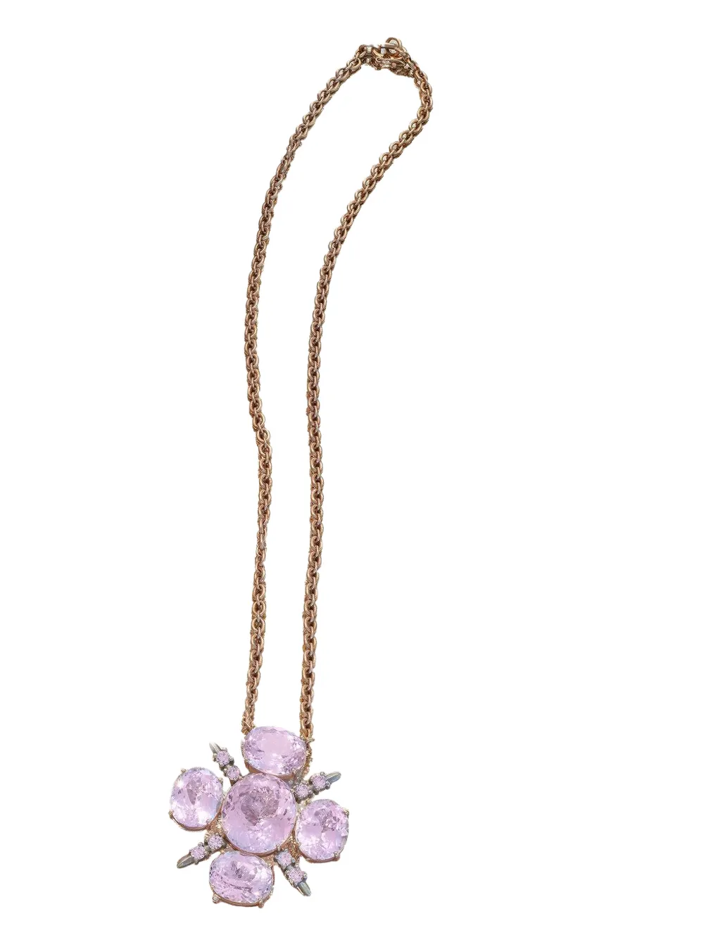 Irene Neuwirth Gemmy Gem Mosaic Kunzite and Diamond Necklace in Pink, view 2