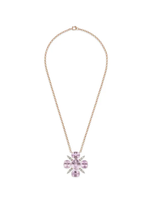 Irene Neuwirth Gemmy Gem Mosaic Kunzite and Diamond Necklace in Pink