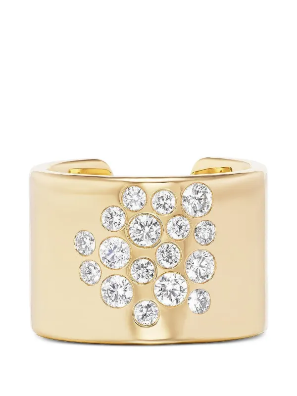 Uniform Object Diamond Mega Cuff Ring in Gold