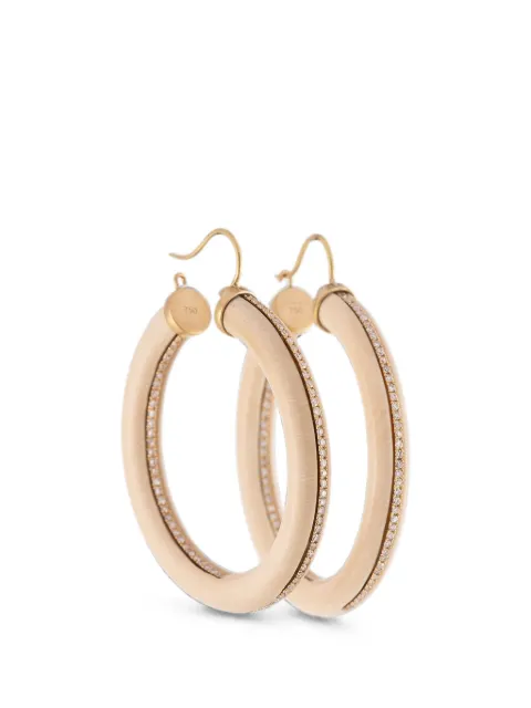Sylva & Cie mammoth ivory and diamond hoop earrings