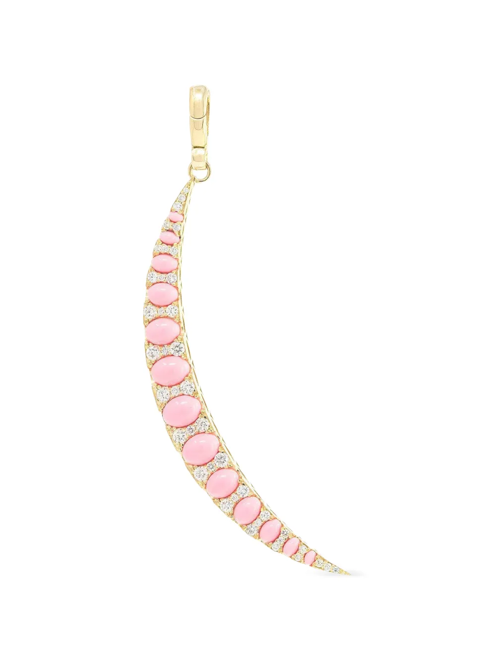 Jenna Blake large Crescent coral and diamond pendant