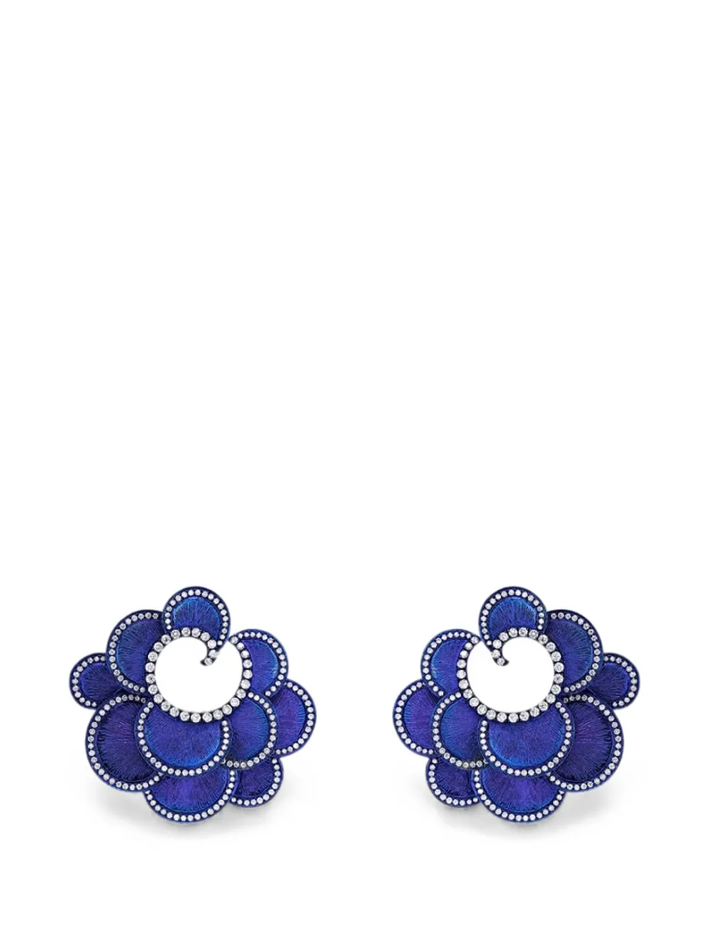 SABOO FINE JEWELS diamond scalloped earrings - Blau