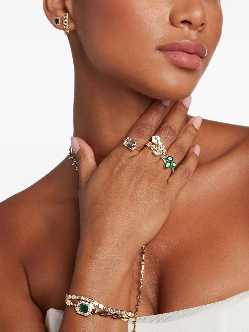 SHAY emerald and diamond bracelet - Argento