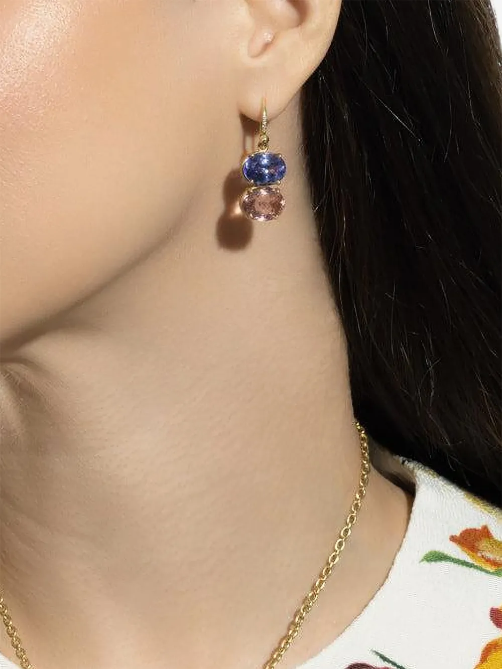 Irene Neuwirth Gemmy Gem Tanzanite and Tourmaline Earrings in Gold, view 2
