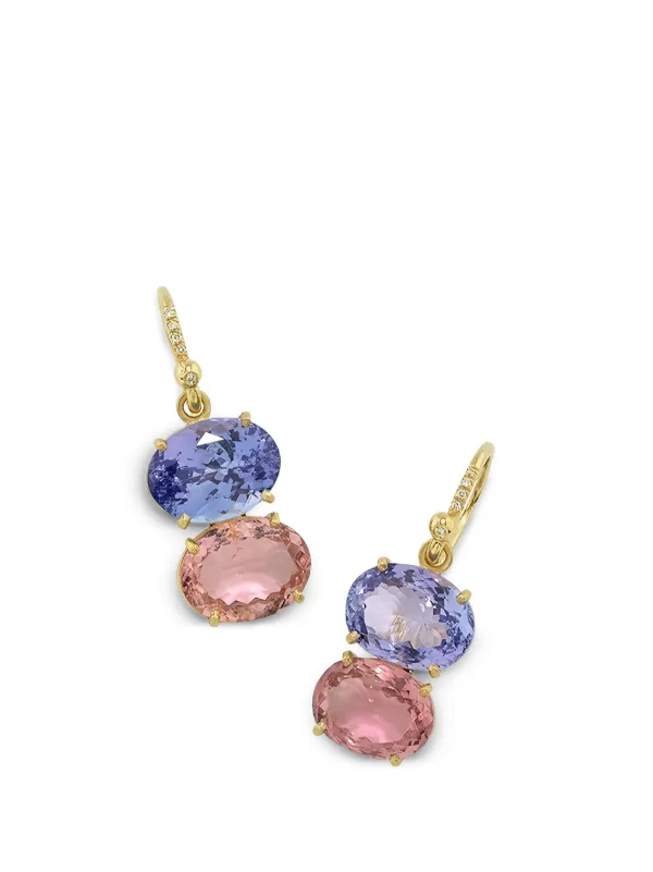Irene Neuwirth Gemmy Gem Tanzanite and Tourmaline Earrings in Gold
