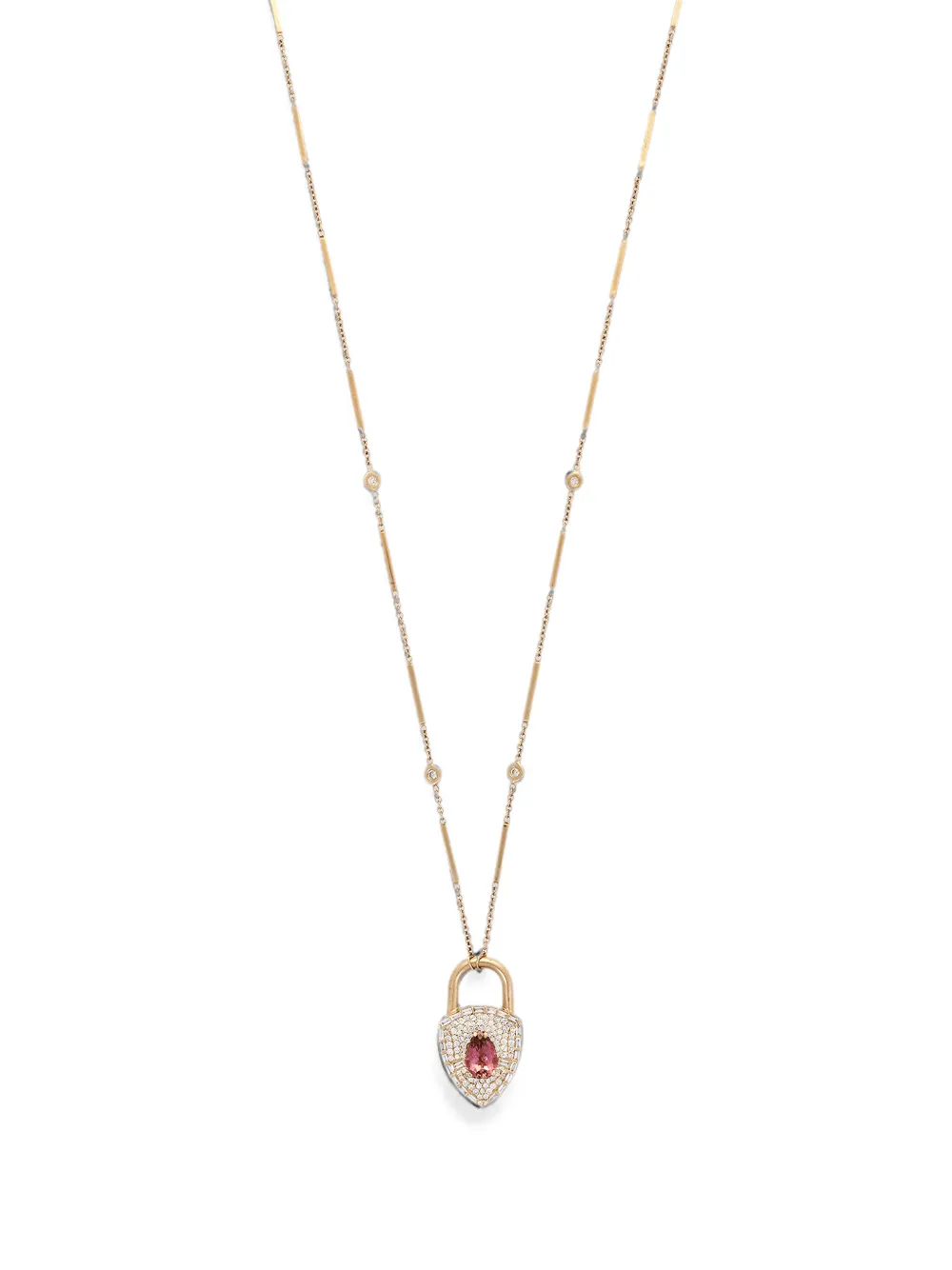 Jacquie Aiche pink tourmaline and diamond necklace - Gold