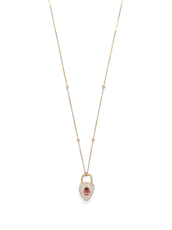 Jacquie Aiche Pink Tourmaline and Diamond Necklace in Gold