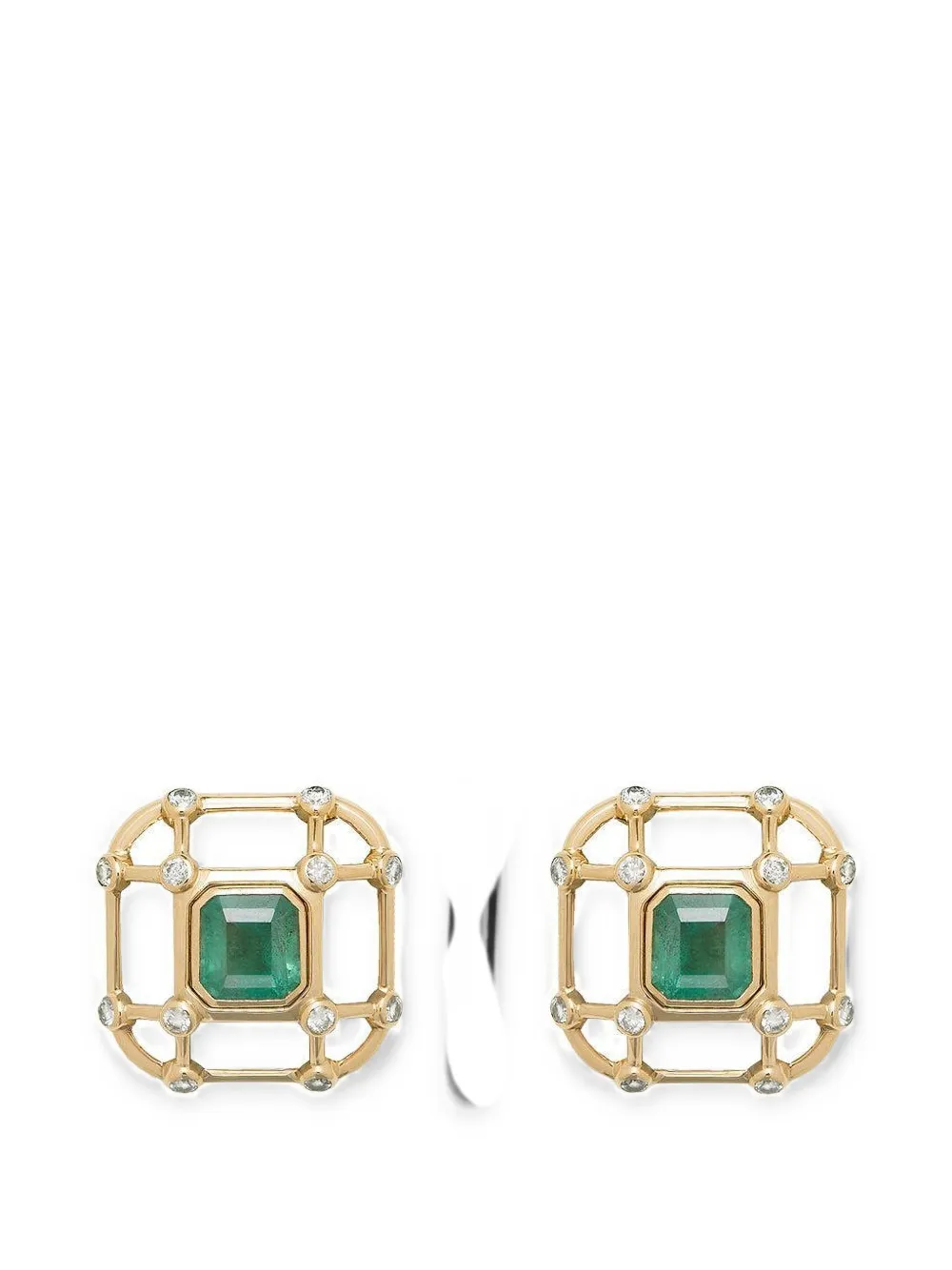 DENISE CASSOU emerald and diamond earrings - Gold