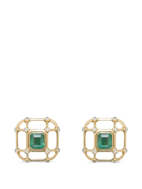 DENISE CASSOU emerald and diamond earrings
