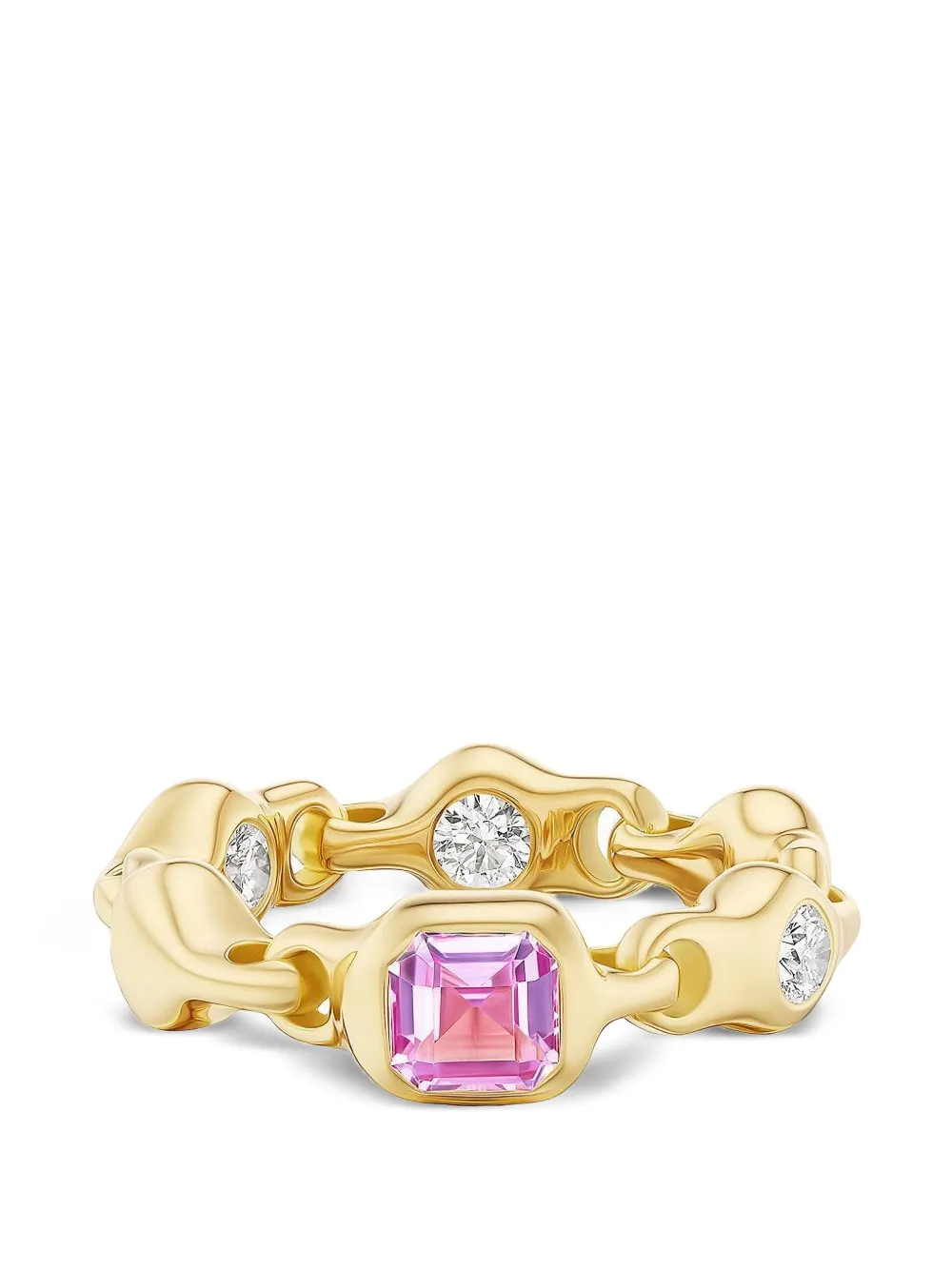 Uniform Object pink sapphire and diamond ring - Gold