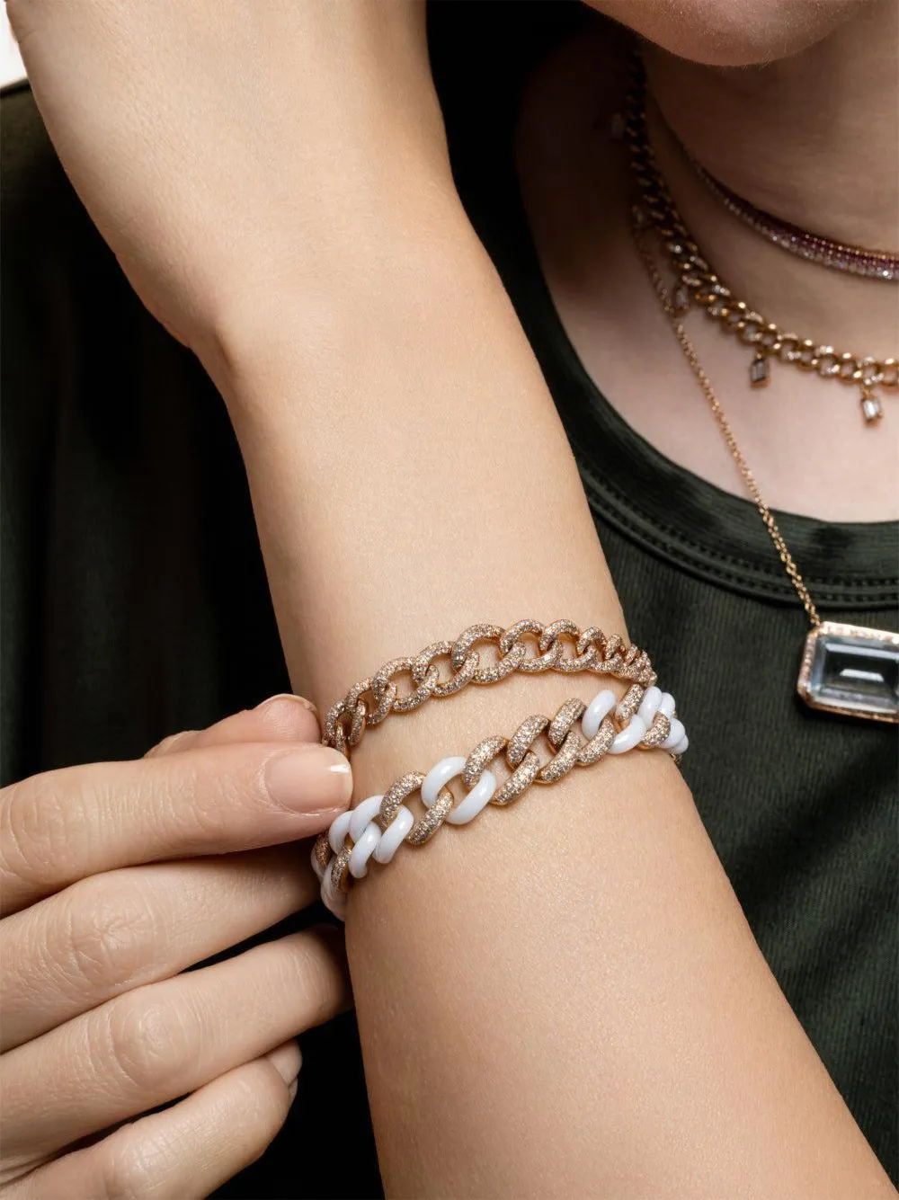 SHAY Ready to Ship Diamond Link Bracelet in Pink, view 2