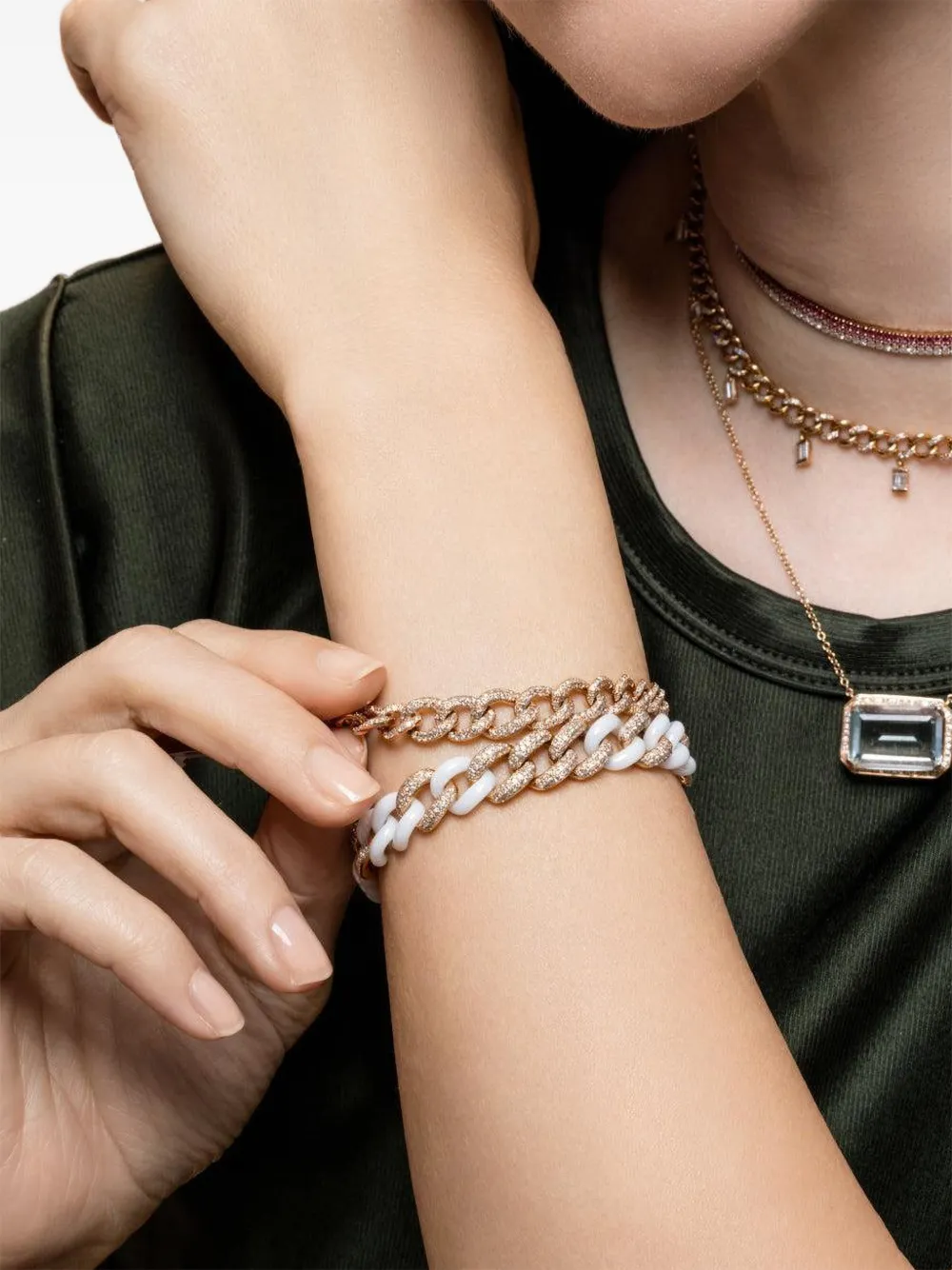 SHAY Ready to Ship Diamond Link Bracelet in Pink, view 4