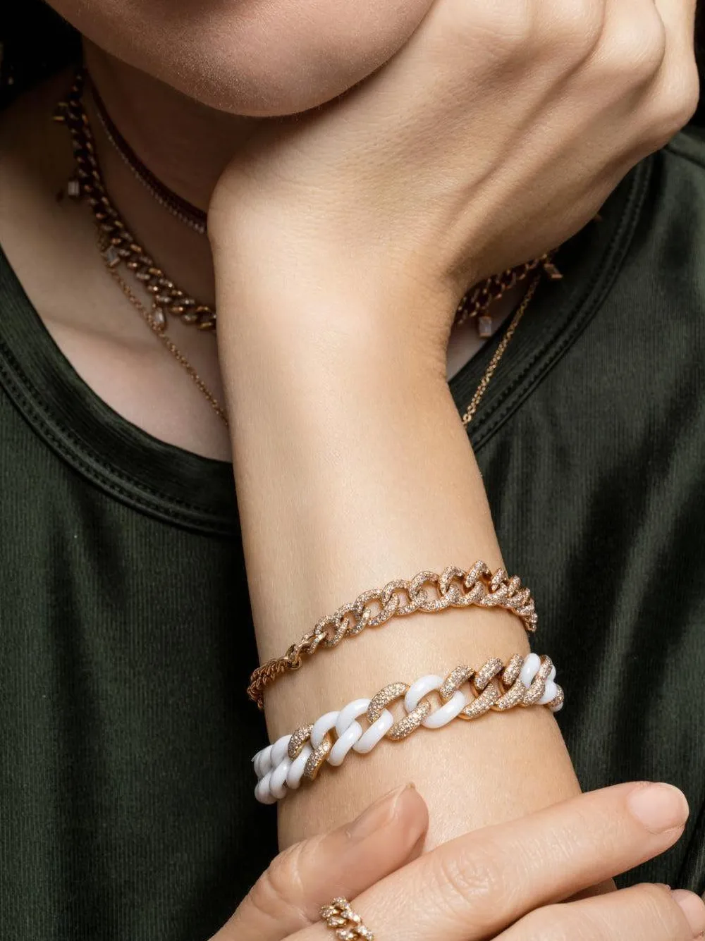 SHAY Ready to Ship Diamond Link Bracelet in Pink, view 3