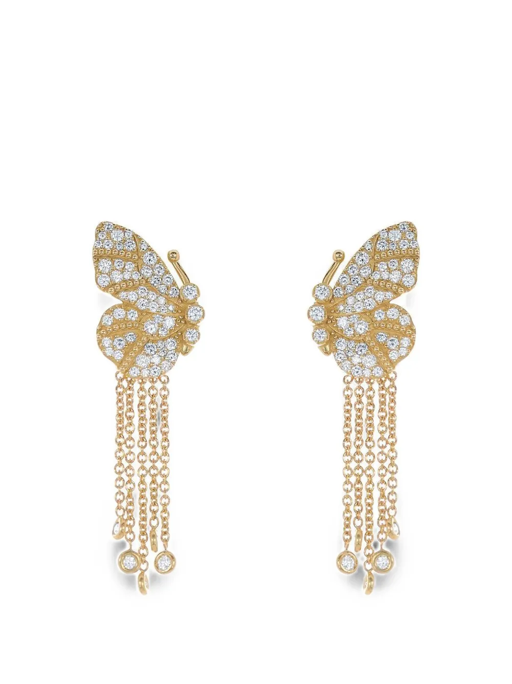 Tanya Farah diamond butterfly wing earrings - Gold
