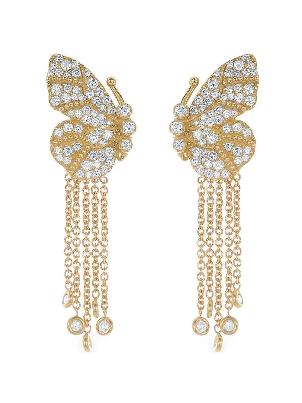 Tanya Farah diamond butterfly wing earrings - Oro