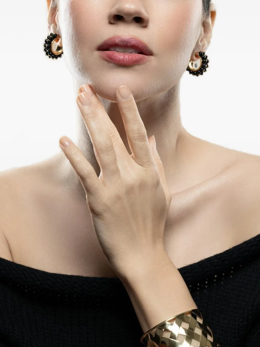 VERDURA beaded spinel hoop earrings - Gold