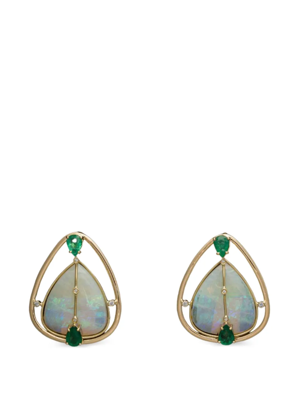 DENISE CASSOU opal and emerald earrings - Oro