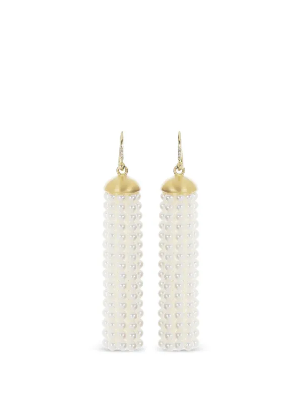 Irene Neuwirth Medium Tassel Akoya Pearl and Diamond Earrings in Gold