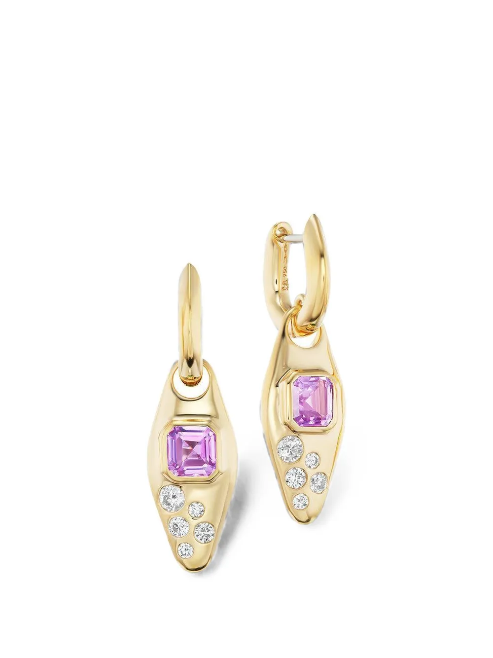 Uniform Object pink sapphire and diamond Vessel earrings - Gold