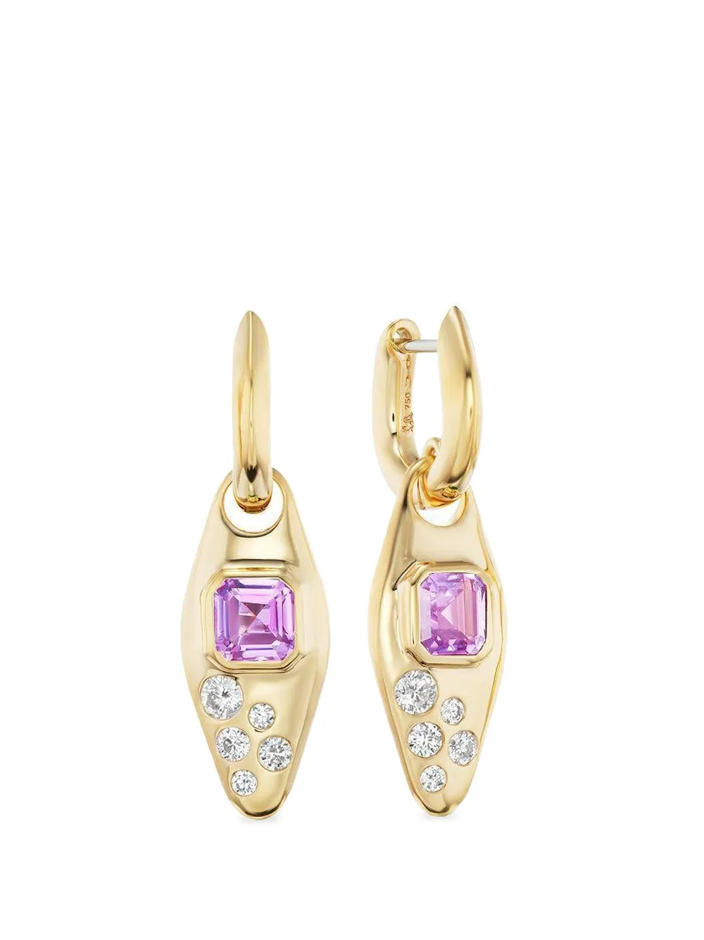 Uniform Object pink sapphire and diamond Vessel earrings