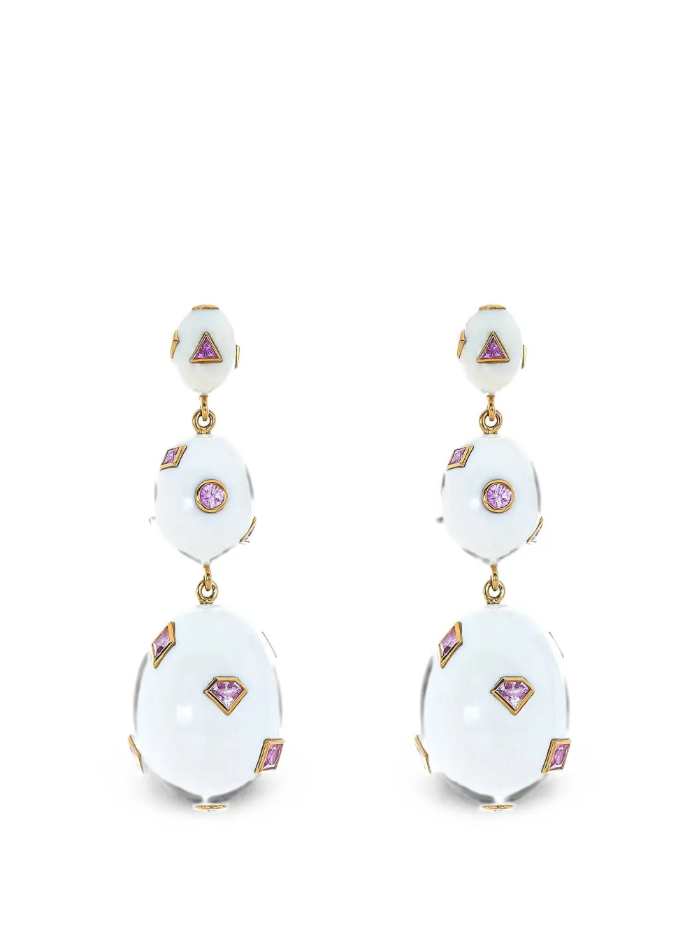 Bibi van der Velden Pop Art pink sapphire earrings - Gold