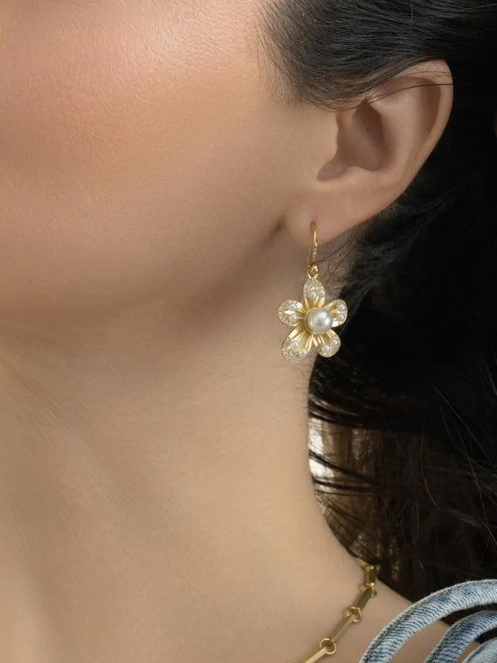 Irene Neuwirth Pearl and Diamond Earrings in Gold, view 4