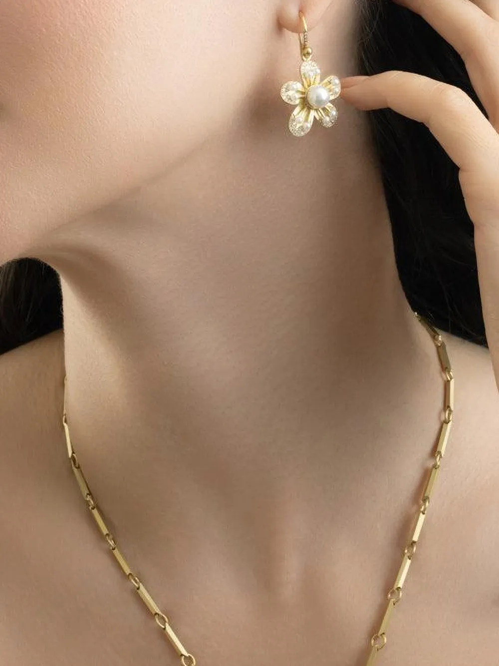 Irene Neuwirth Pearl and Diamond Earrings in Gold, view 3