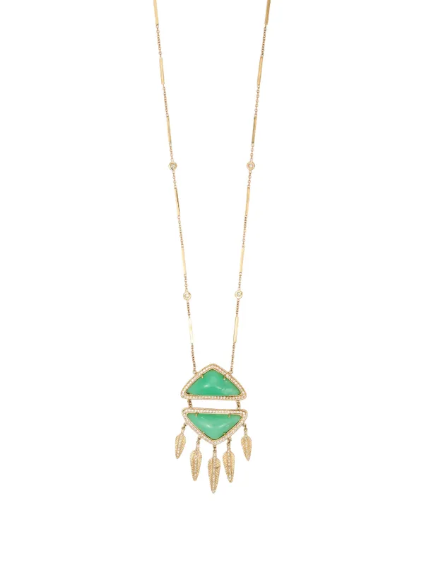 Jacquie Aiche Chrysoprase and Diamond Necklace in Gold