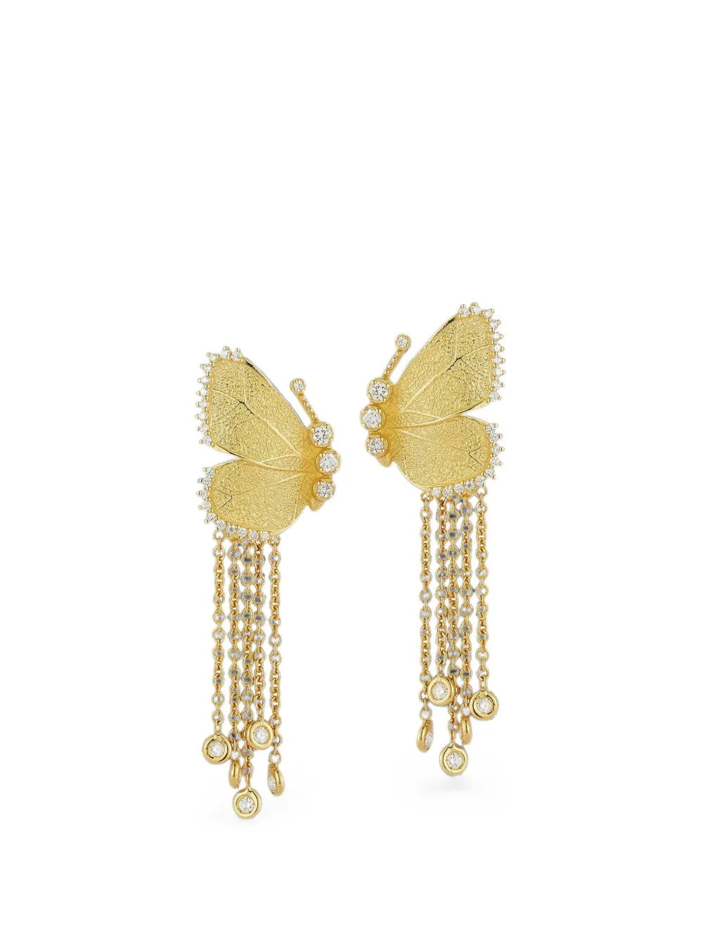 Tanya Farah medium Butterfly Wing diamond drop earrings - Gold