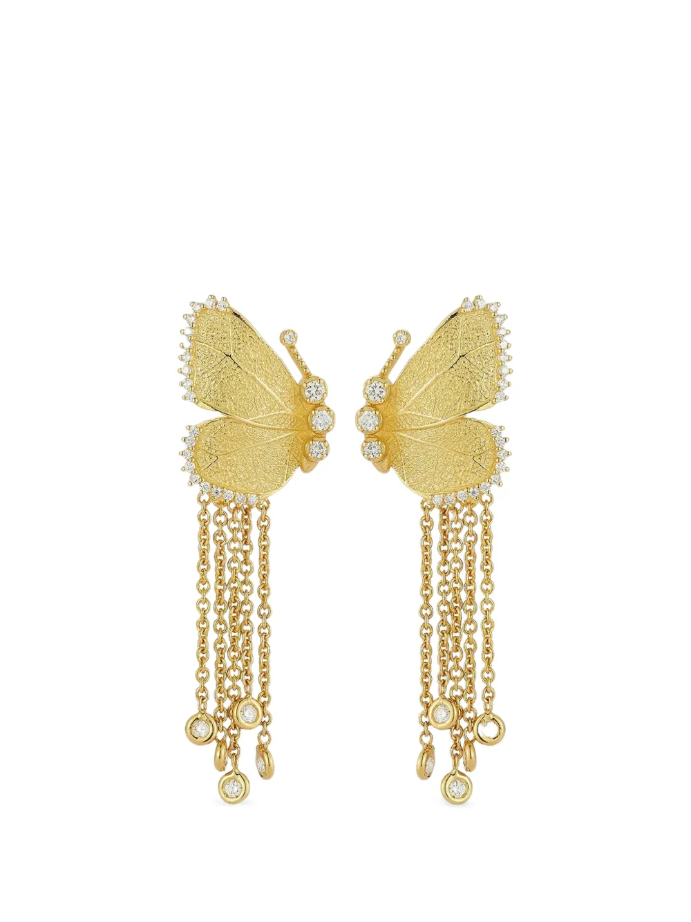 Tanya Farah medium Butterfly Wing diamond drop earrings - Oro