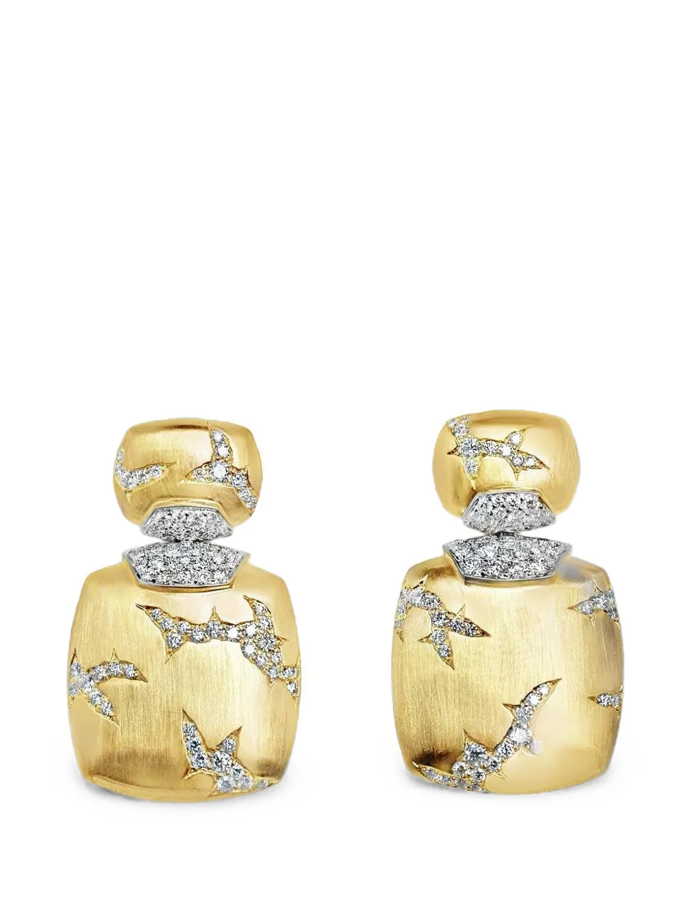 Arunashi diamond square lightening earrings - Gold