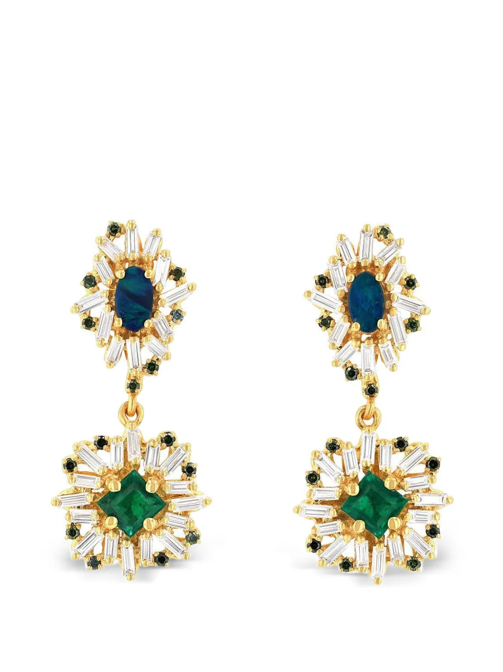 Suzanne Kalan opal and emerald drop earrings · OS
