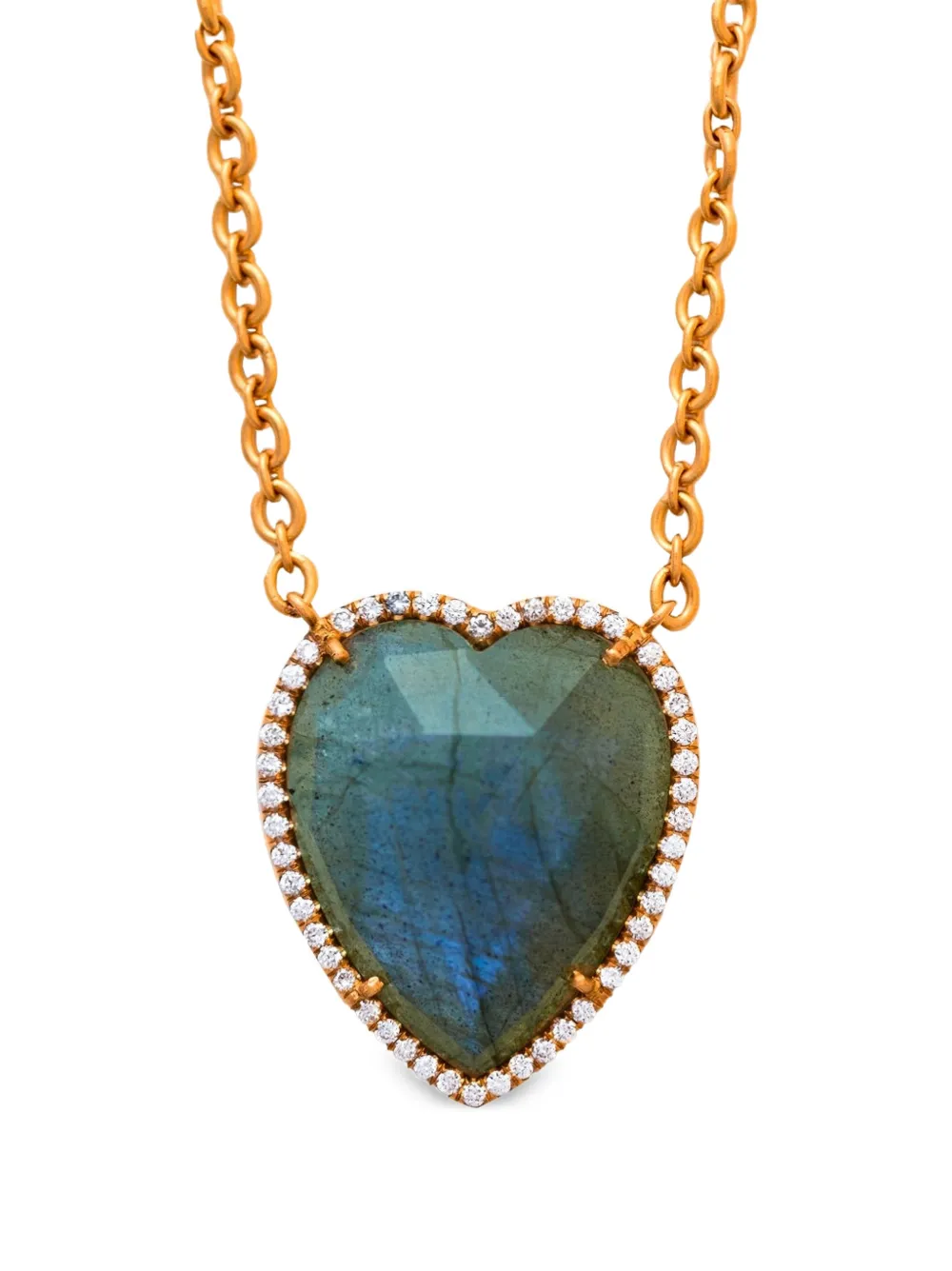 Irene Neuwirth Labradorite and Diamond Heart Necklace in Pink, view 2