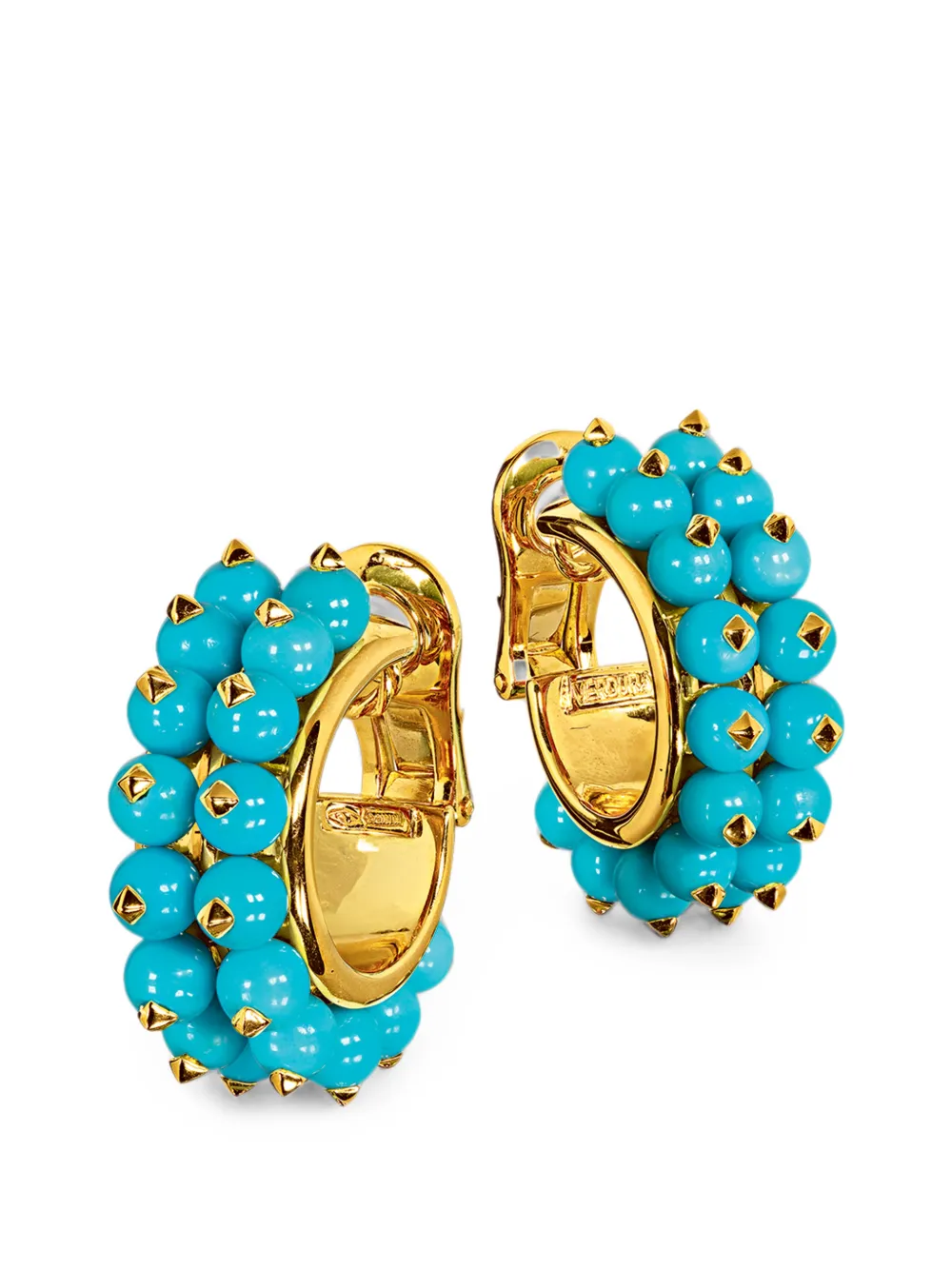 VERDURA turquoise beaded hoop earrings - Gold