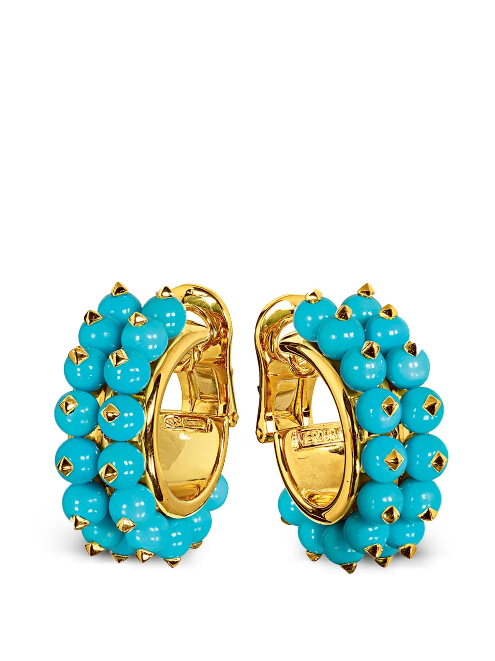 VERDURA turquoise beaded hoop earrings - Oro