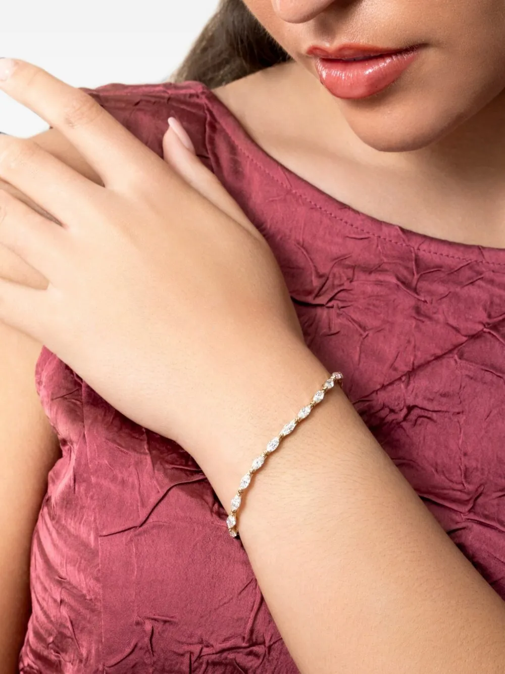 with love diamond tennis bracelet - Gold