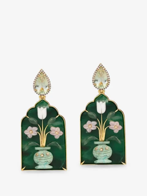 SILVIA FURMANOVICH multi-stone flower-vase earrings