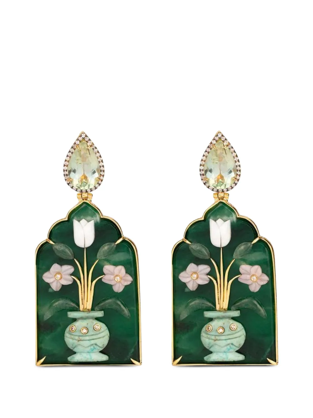 SILVIA FURMANOVICH multi-stone flower-vase earrings - Oro