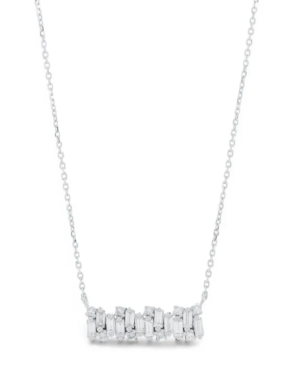 Suzanne Kalan Shimmer Bar-pendant Diamond Necklace in Silver