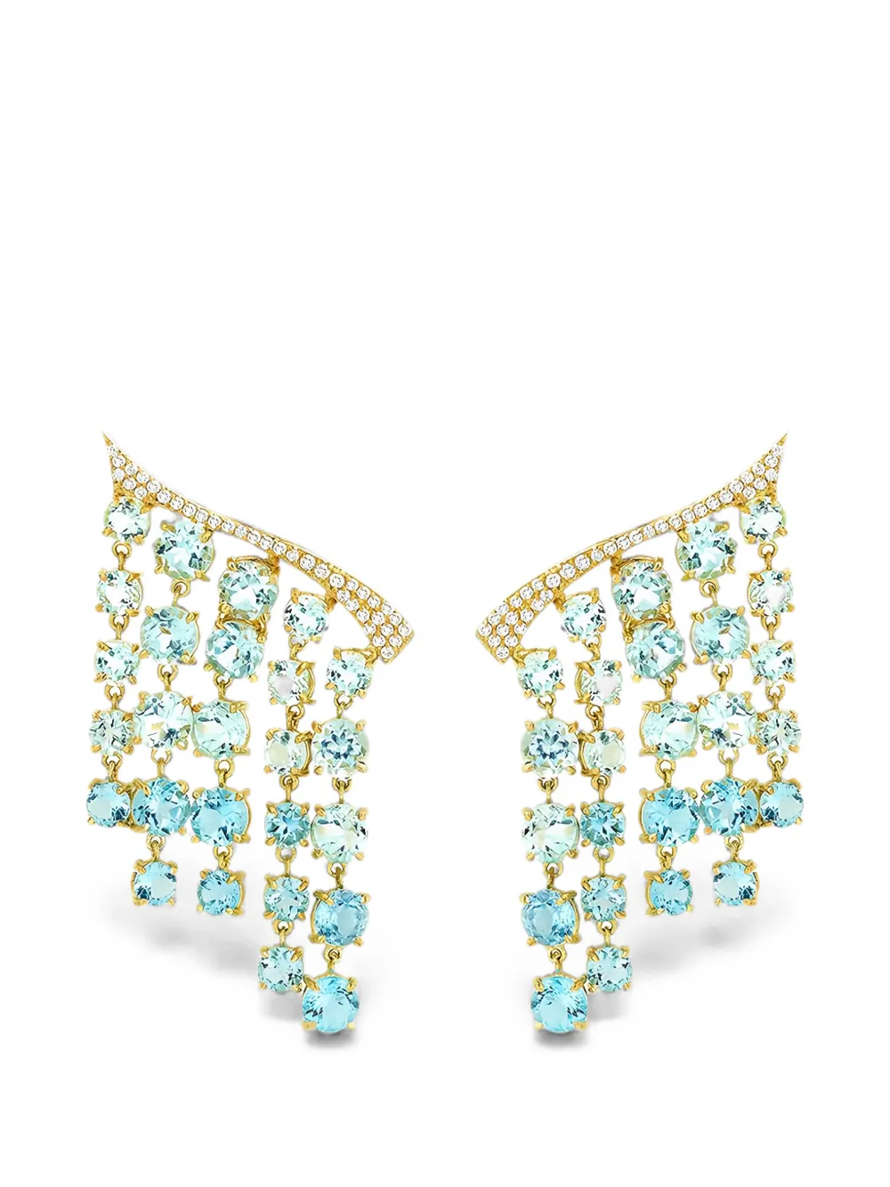 Carol Kauffmann Bossa Nova blue topaz and diamond earrings - Gold
