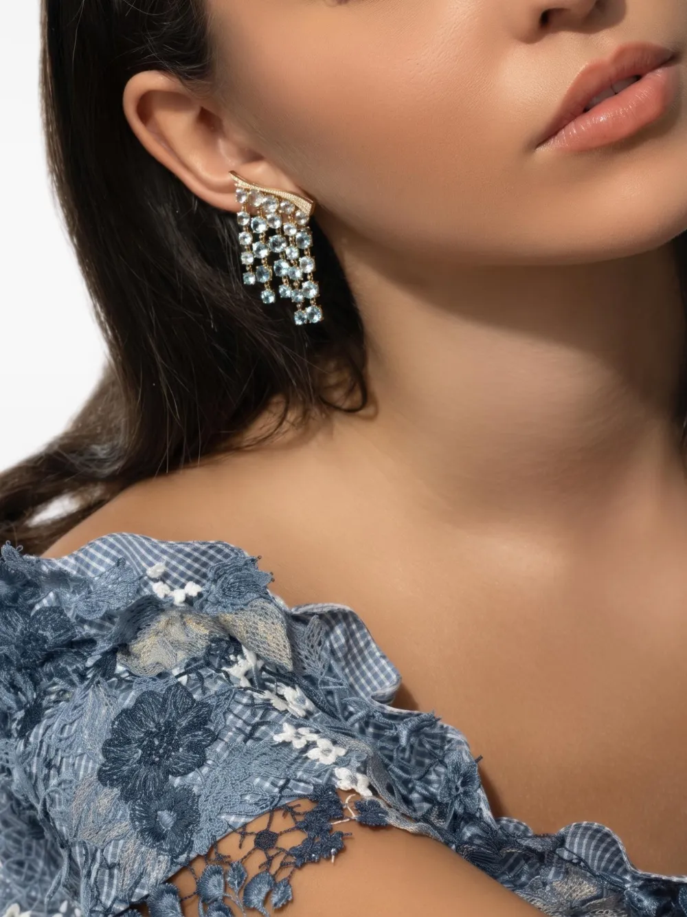 Carol Kauffmann Bossa Nova blue topaz and diamond earrings - Oro
