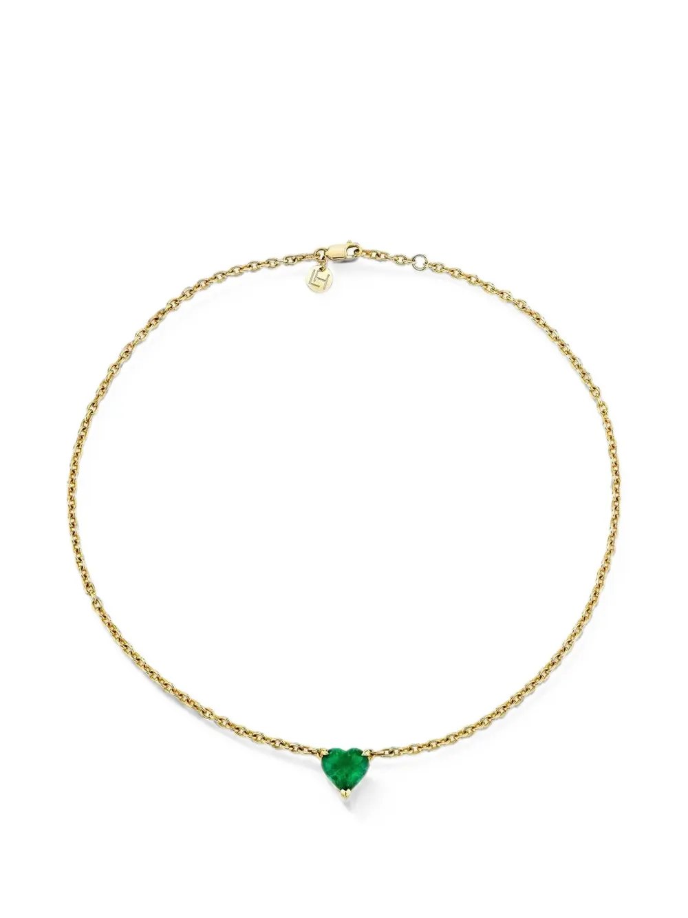 Logan Hollowell emerald heart choker necklace - Gold