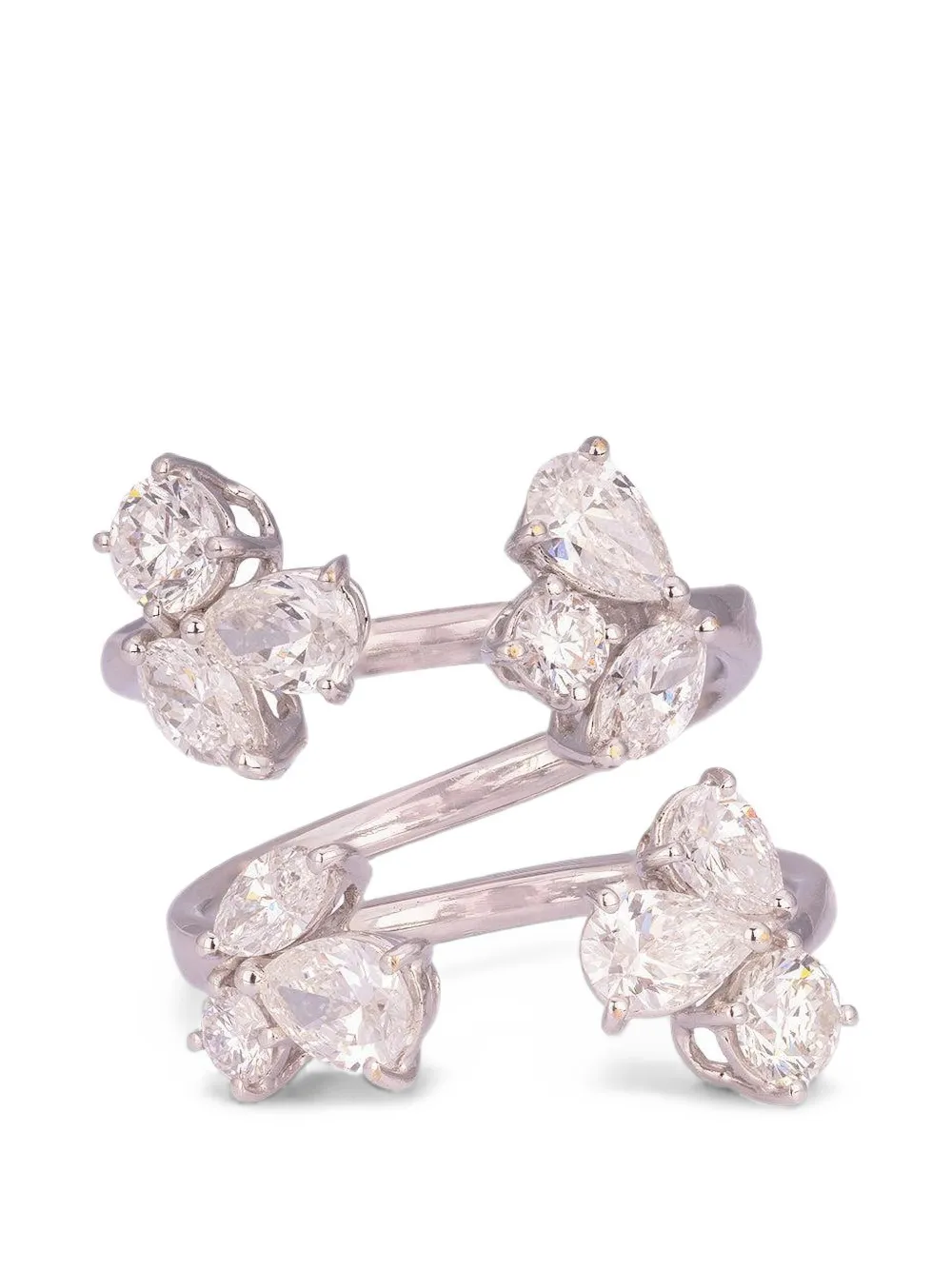 ZYDO diamond cluster open ring - Silber