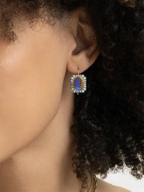 Sylva & Cie aretes Renee con diamante y ópalo