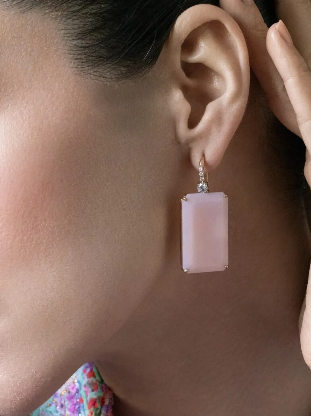 Irene Neuwirth Pink Opal Diamond Earrings, view 4